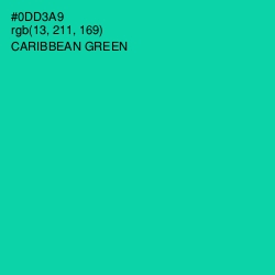 #0DD3A9 - Caribbean Green Color Image